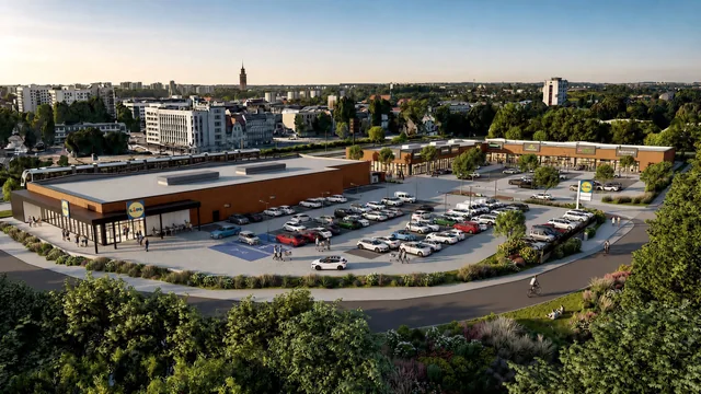 Wizualizacja parku handlowego powstającego w pobliżu Industrial Park Śląsk w Chorzowie